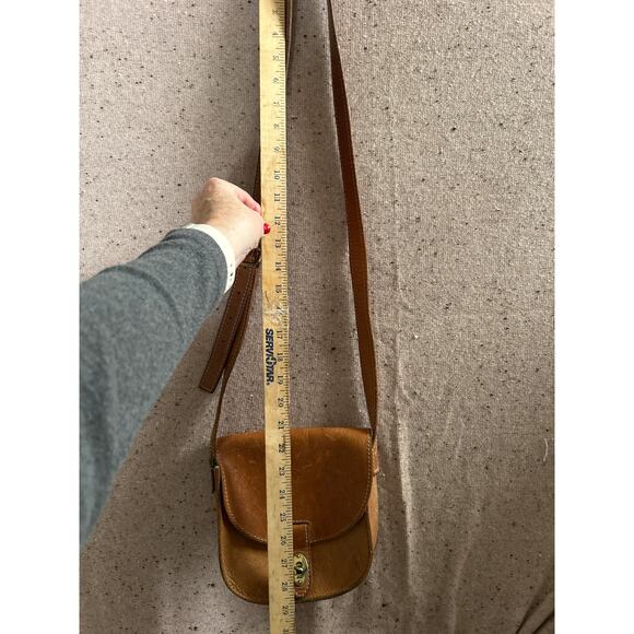 Vintage Fossil Turn Lock Brown Leather Crossbody VTG Flaw - Picture 7 of 9